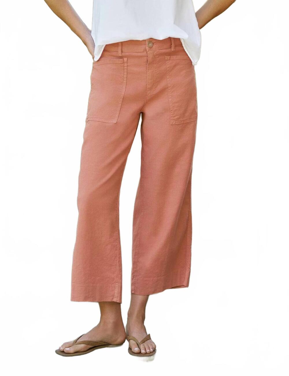 NEW FRANK & EILEEN limerick cropped wide-leg carpenter pants in canyon